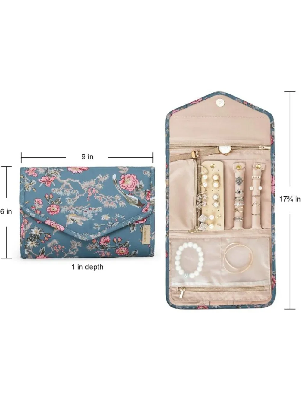 Travel Jewelry Organizer Roll - Foldable Case for Rings, Necklaces, Bracelets